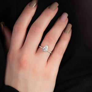 The Pave Alex Set With A 1 Carat Pear 18K White Gold Lab Diamond