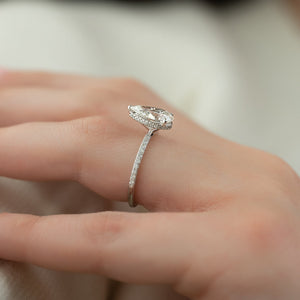 The Pave Alex Set With A 1 Carat Pear 14K White Gold Lab Diamond