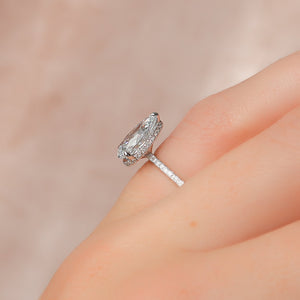 The Pave Alex Set With A 1 Carat Pear 14K White Gold Lab Diamond