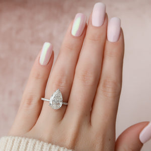 The Pave Alex Set With A 1 Carat Pear 18K White Gold Lab Diamond