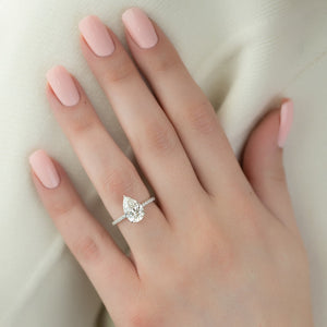 The Pave Alex Set With A 1 Carat Pear 14K White Gold Lab Diamond