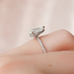 The Pave Alex Set With A 1 Carat Pear 18K White Gold Lab Diamond