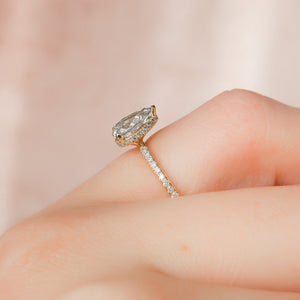 The Pave Alex Set With A 1 Carat Pear 18K Yellow Gold Lab Diamond