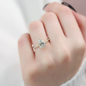 The Pave Alex Set With A 1 Carat Pear 18K Yellow Gold Lab Diamond
