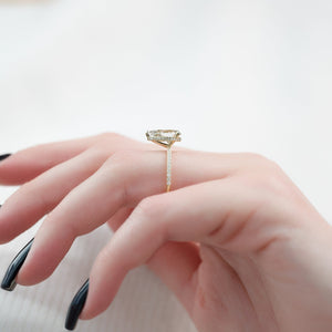 The Pave Alex Set With A 1 Carat Pear 18K Yellow Gold Lab Diamond