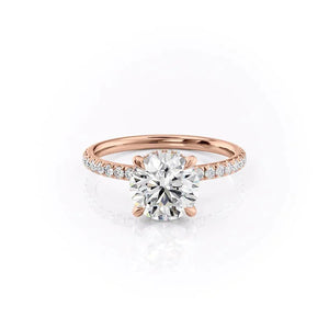 The Pave Alex Set With A 2 Carat Round 14K Rose Gold Lab Diamond