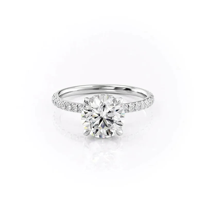 The Pave Alex Set With A 2 Carat Oval 18K White Gold Lab Diamond
