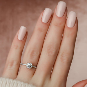 The Pave Alex Set With A 1 Carat Round 14K White Gold Lab Diamond
