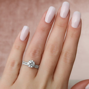 The Pave Alex Set With A 1 Carat Round 18K White Gold Lab Diamond