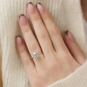The Pave Alex Set With A 1 Carat Round 14K Yellow Gold Lab Diamond