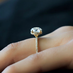 The Pave Alex Set With A 1 Carat Round 18K Yellow Gold Lab Diamond