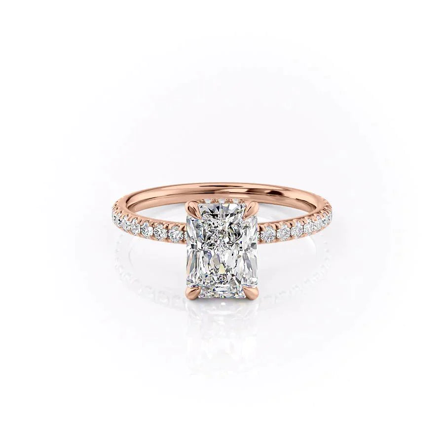 The Pave Alex Set With A 1 Carat Radiant 14K Rose Gold Lab Diamond