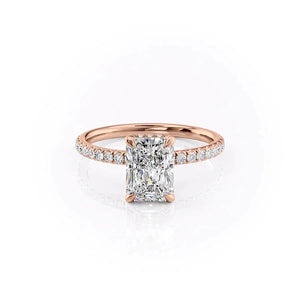 The Pave Alex Set With A 1 Carat Radiant 14K Rose Gold Lab Diamond