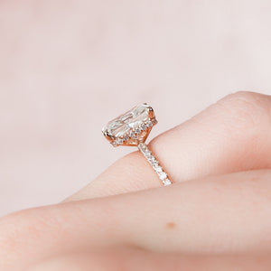 The Pave Alex Set With A 1 Carat Radiant 14K Rose Gold Lab Diamond