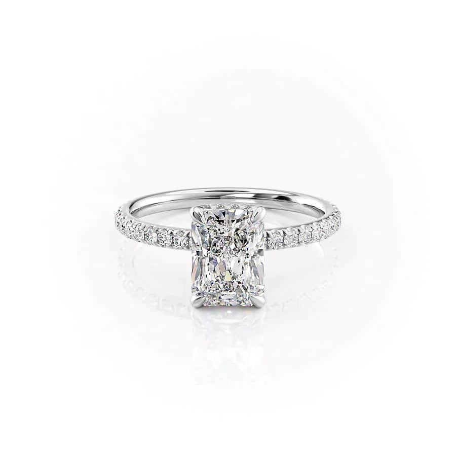 The Pave Alex Set With A 2 Carat Radiant 18K White Gold Lab Diamond