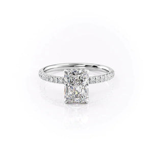 The Pave Alex Set With A 2 Carat Radiant 18K White Gold Lab Diamond