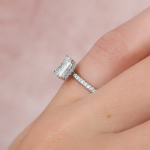 The Pave Alex Set With A 2 Carat Radiant 14K White Gold Lab Diamond