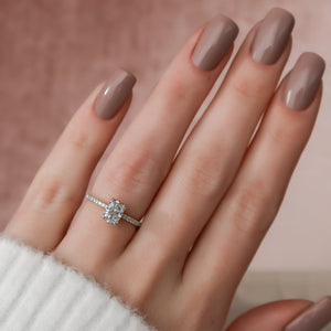 The Pave Alex Set With A 2 Carat Radiant 14K White Gold Lab Diamond