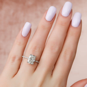The Pave Alex Set With A 2 Carat Radiant 18K White Gold Lab Diamond