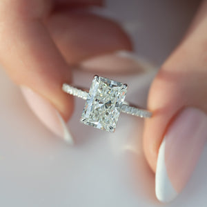 The Pave Alex Set With A 2 Carat Radiant 14K White Gold Lab Diamond