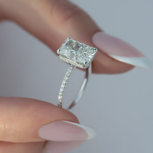 The Pave Alex Set With A 2 Carat Radiant 14K White Gold Lab Diamond