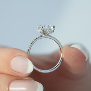 The Pave Alex Set With A 2 Carat Radiant 14K White Gold Lab Diamond
