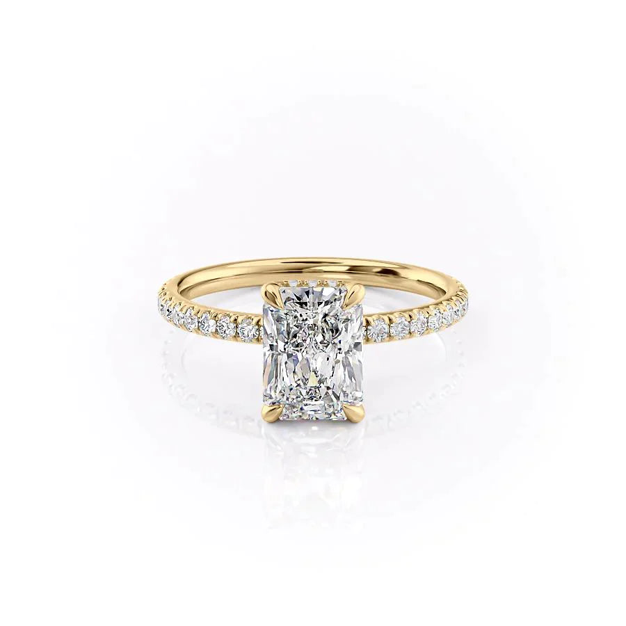 The Pave Alex Set With A 1 Carat Radiant 18K Yellow Gold Lab Diamond