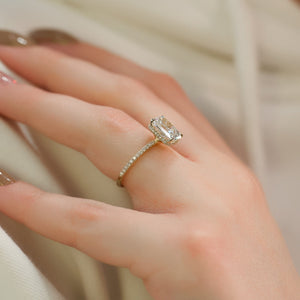 The Pave Alex Set With A 1 Carat Radiant 14K Yellow Gold Lab Diamond