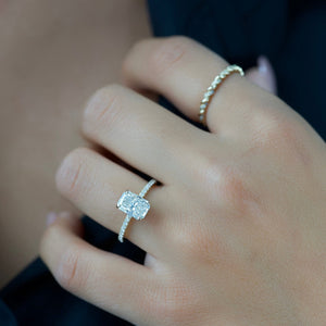 The Pave Alex Set With A 1 Carat Radiant 14K Yellow Gold Lab Diamond