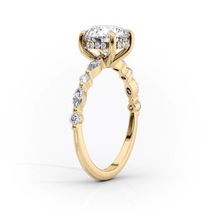The Lindsey Set  With A 1 Carat Princess 18K Yellow Gold Moissanite