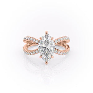 The Zoey Set With A 3 Carat Marquise 18K Rose Gold Lab Diamond