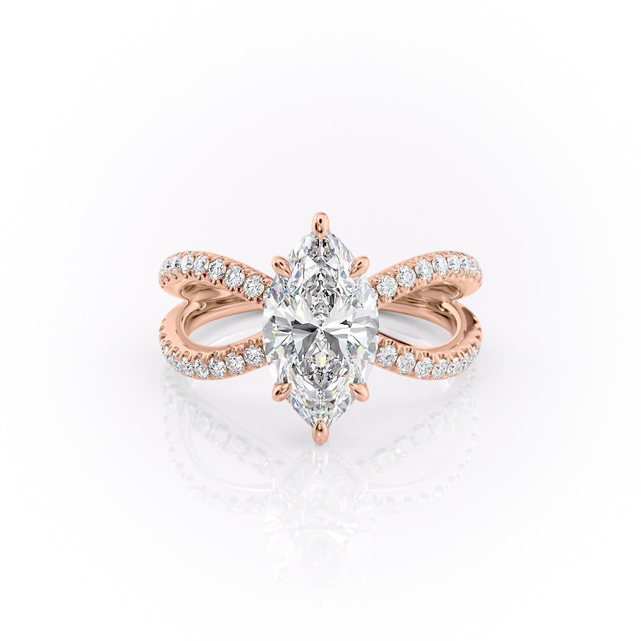 The Zoey Set With A 2.5 Carat Marquise 14K Rose Gold Lab Diamond