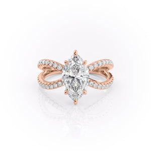 The Zoey Set With A 2.5 Carat Marquise 14K Rose Gold Lab Diamond