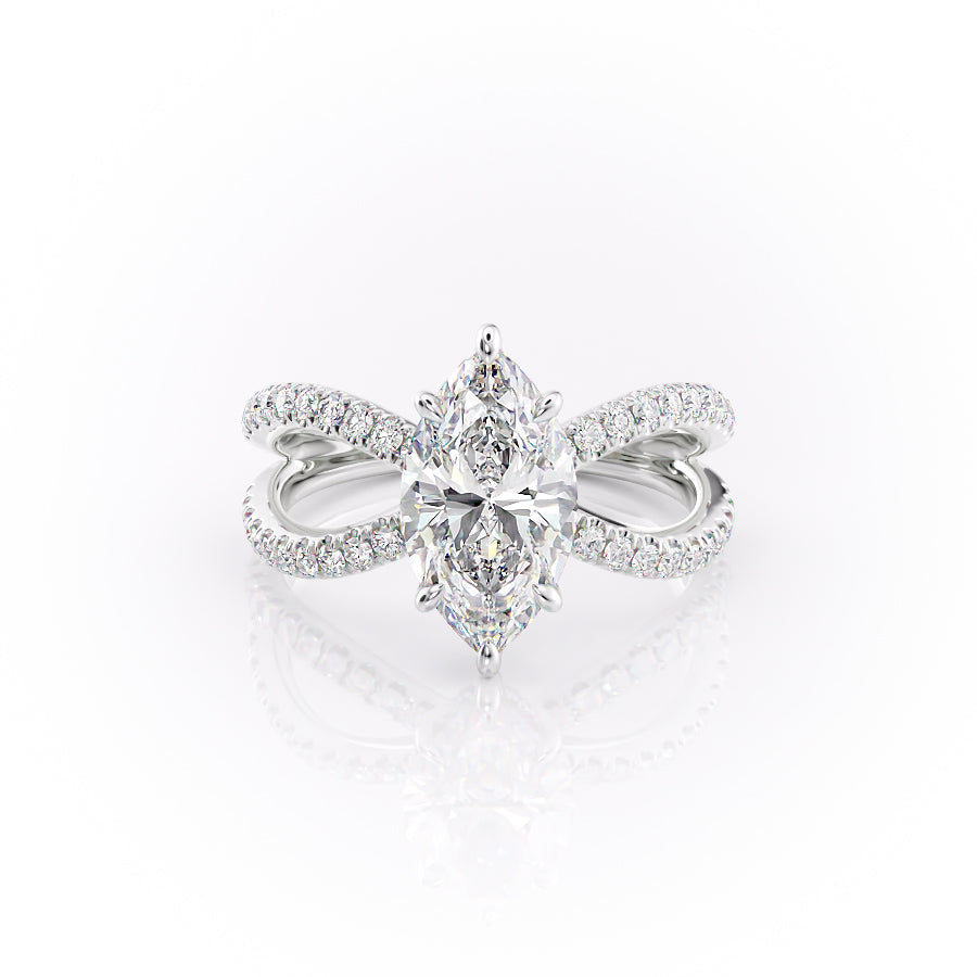 The Zoey Set With A 2 Carat Marquise 18K White Gold Lab Diamond