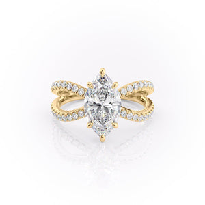 The Zoey Set With A 1 Carat Marquise 14K Yellow Gold Lab Diamond