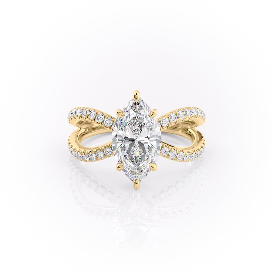 The Zoey Set With A 1 Carat Marquise 18K Yellow Gold Lab Diamond