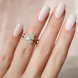 The Zoey Set With A 2 Carat Pear 14K Rose Gold Lab Diamond
