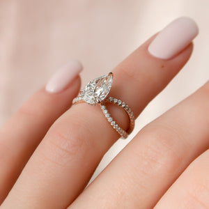 The Zoey Set With A 2 Carat Pear 14K Rose Gold Lab Diamond