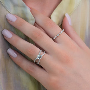 The Zoey Set With A 1 Carat Round 18K White Gold Lab Diamond