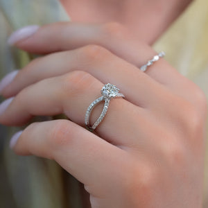 The Zoey Set With A 1 Carat Round 18K White Gold Lab Diamond