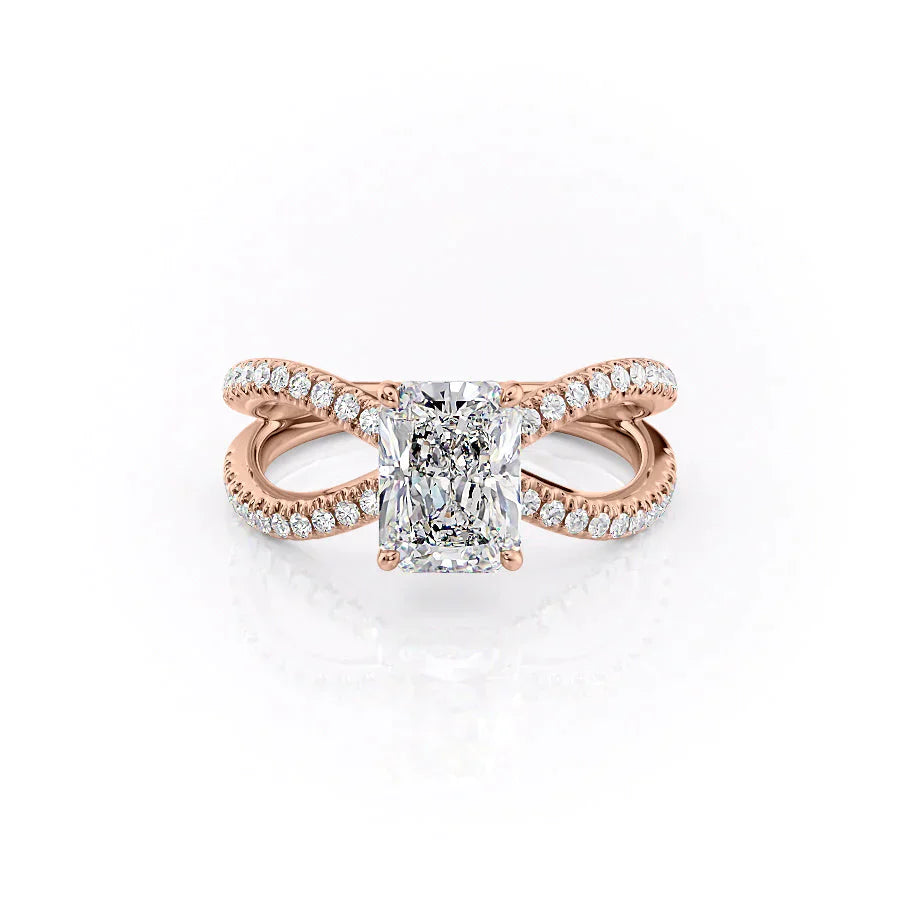The Zoey Set With A 2 Carat Radiant 14K Rose Gold Lab Diamond