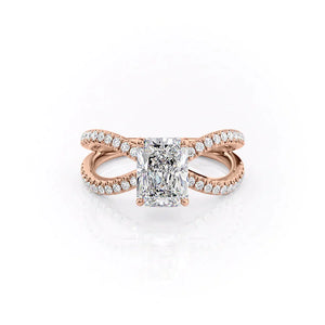 The Zoey Set With A 2 Carat Radiant 14K Rose Gold Lab Diamond