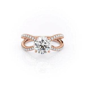 The Zoey Set With A 2.5 Carat Round 14K Rose Gold Lab Diamond
