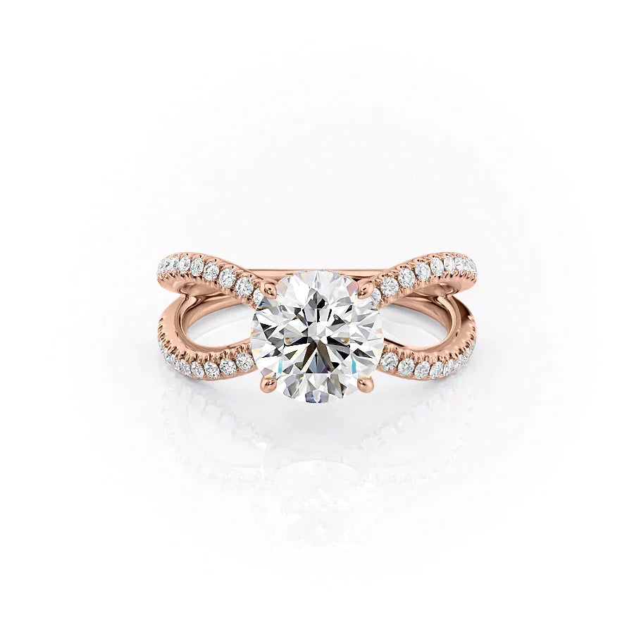 The Zoey Set With A 1.5 Carat Round 14K Rose Gold Lab Diamond