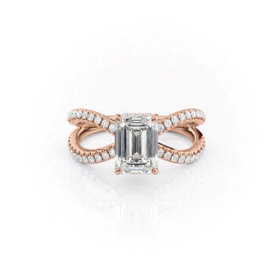 The Zoey Set With A 2.5 Carat Emerald 14K Rose Gold Lab Diamond