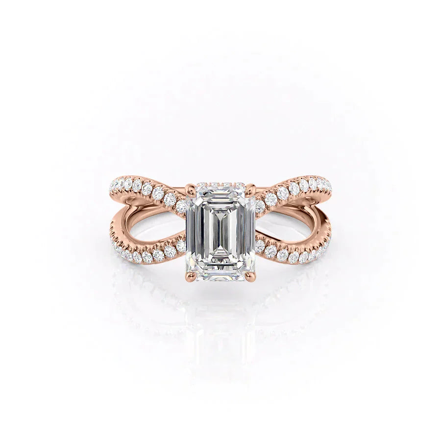 The Zoey Set With A 1 Carat Emerald 14K Rose Gold Lab Diamond