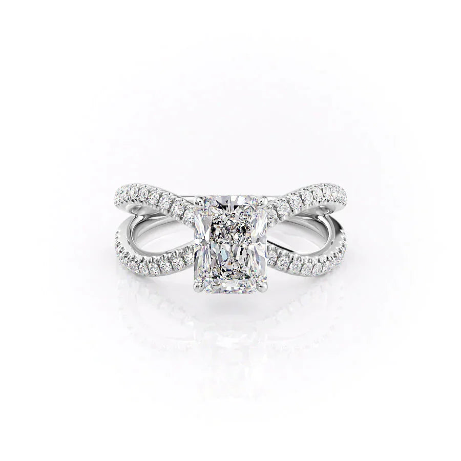 The Zoey Set With A 1 Carat Radiant 14K White Gold Lab Diamond