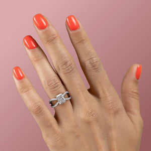 The Zoey Set With A 1 Carat Radiant 18K White Gold Lab Diamond