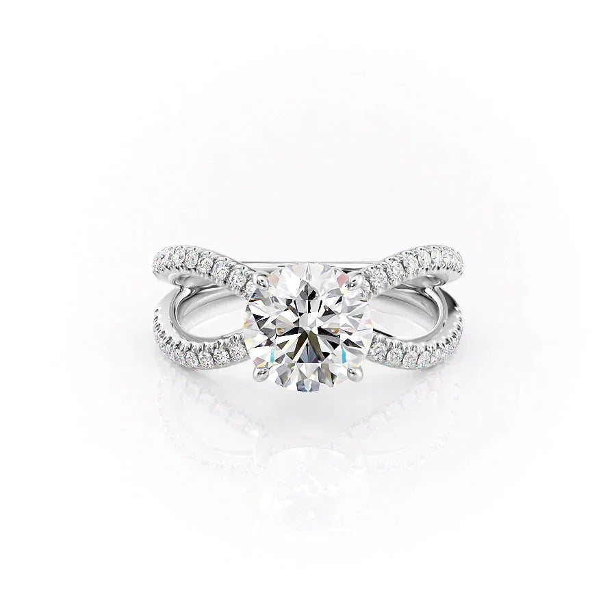 The Zoey Set With A 3 Carat Round 14K White Gold Lab Diamond