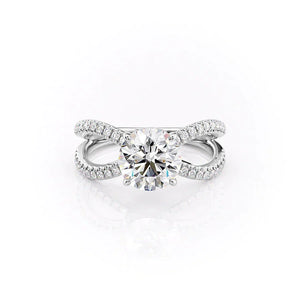 The Zoey Set  With A 1 Carat Round 14K White Gold Moissanite